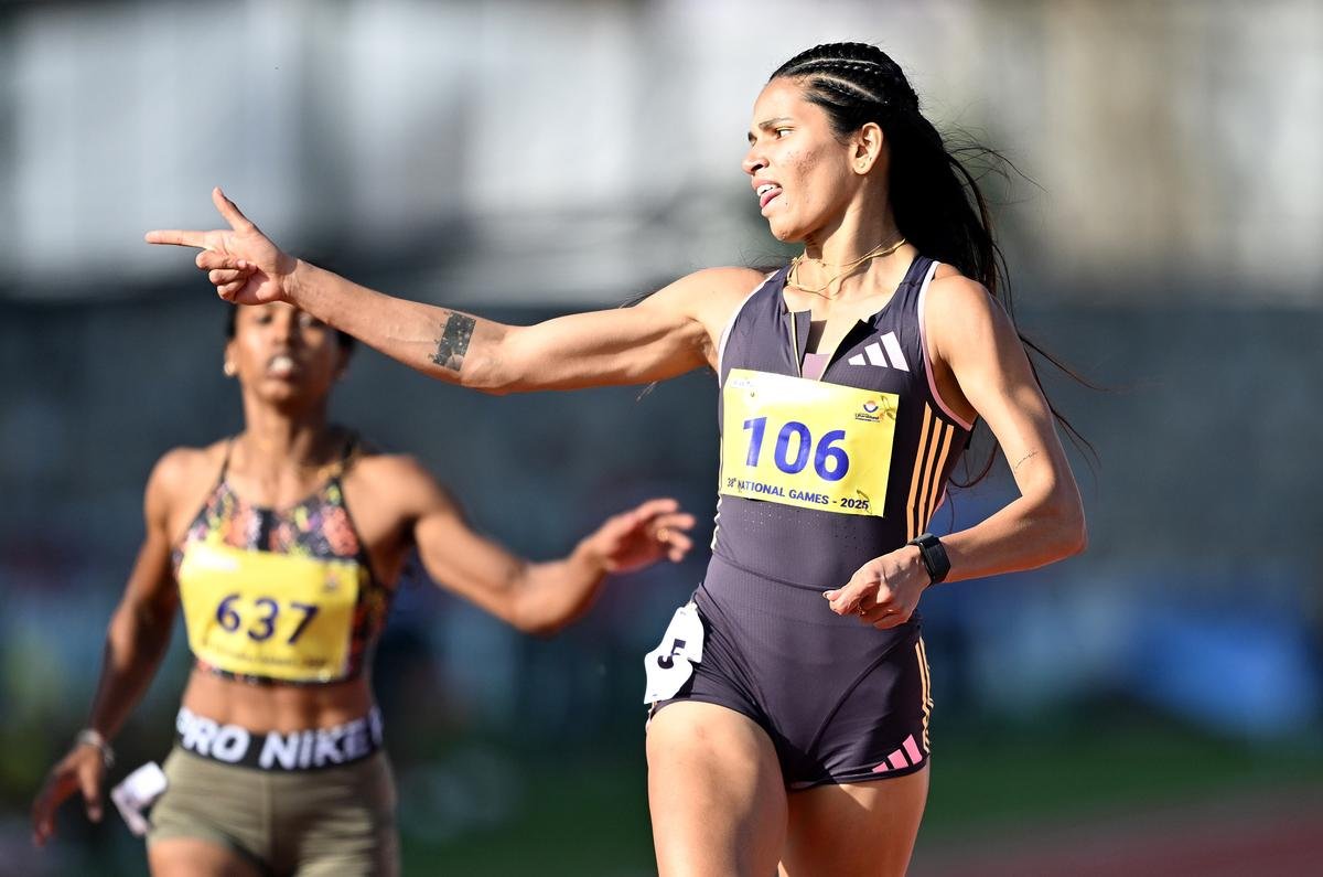 Jyothi Yarraji (106) took the women’s 200m gold. | Photo: RITU RAJ KONWAR