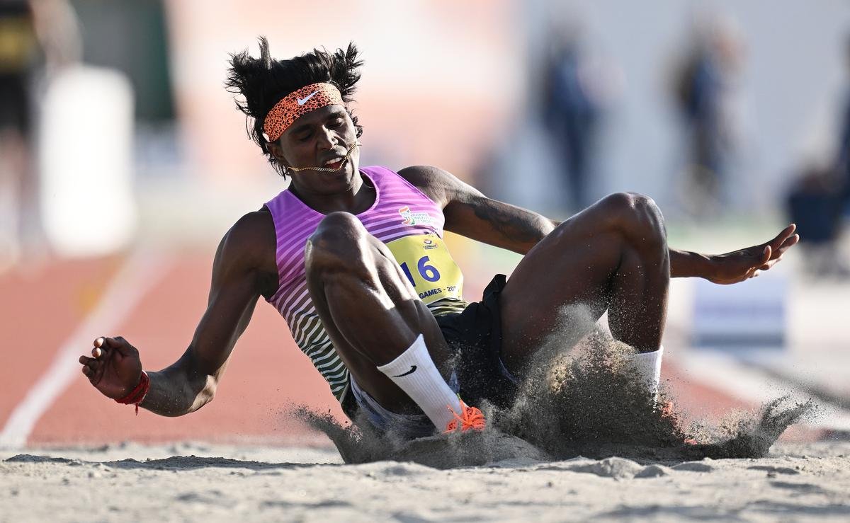 Praveen Chithravel clinched gold in men’s triple jump. | Photo: RITU RAJ KONWAR