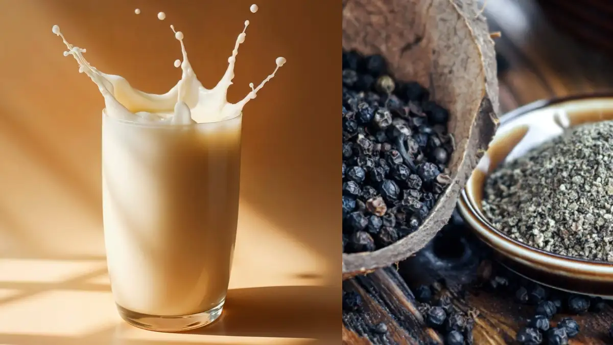 5 benefits of drinking milk mixed with black pepper at night