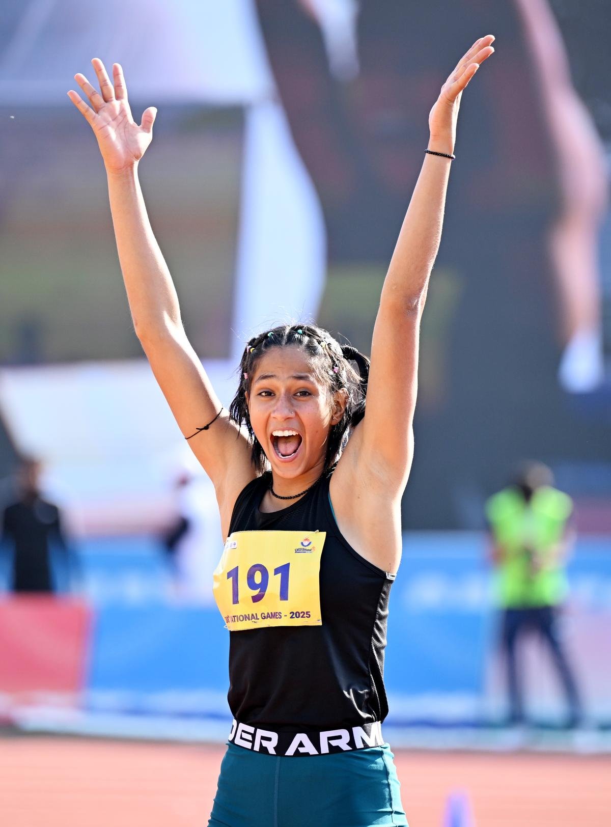 Thrilled! Haryana’s Pooja took gold in women’s high jump. | Photo: RITU RAJ KONWAR